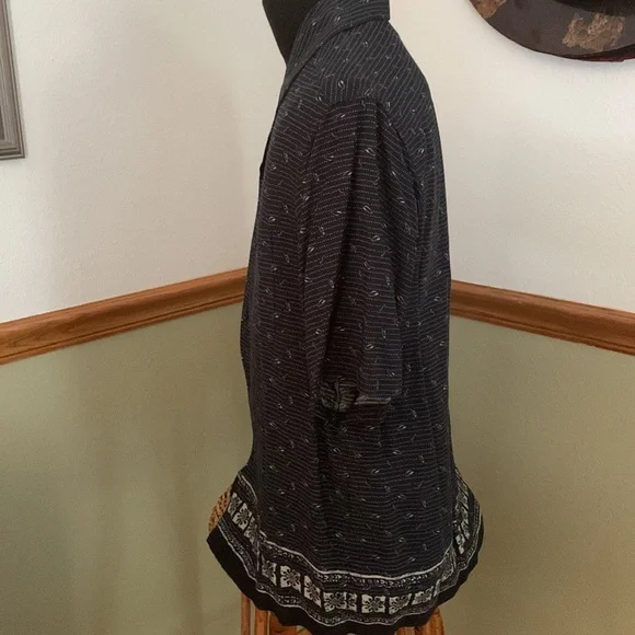 Mens Crazy Horse Navy Blue Print Button Down Shirt sz L - Picture 4 of 6